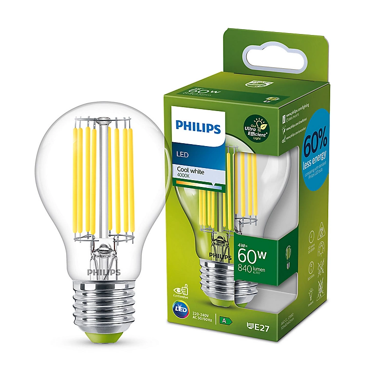 Castorama Ampoule LED E27 840lm 4/60W Blanc Philips Eco L.6 X H.10,5 Cm 1 Castorama Ampoule LED E27 840lm 4/60W Blanc Philips Eco L.6 X H.10,5 Cm