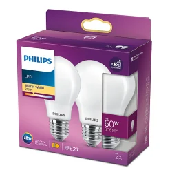 Castorama Lot 2 Ampoules E27 A60 806lm 7W IP20 Blanc Chaud Philips