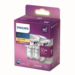 Castorama Lot 2 Spots GU10 355lm 4.6W IP20 Blanc Chaud Philips